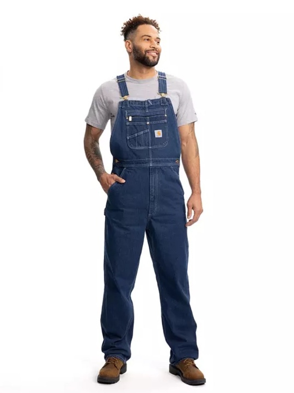 Carhartt Men’s Sz 34x32 Loose Fit Denim Bob Overalls Cotton Medium Wash